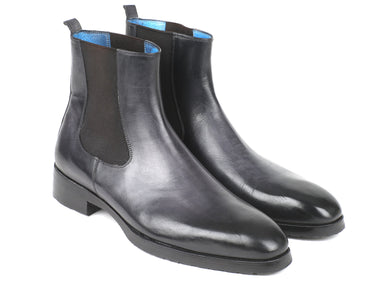 Paul Parkman Men's Leather Chelsea Boots in Black & Gray