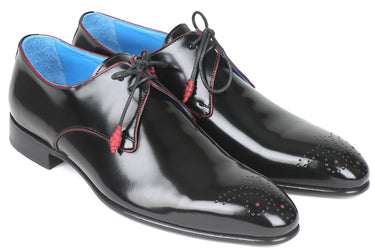Paul Parkman Men's Medallion Toe Derby Shoes in Black