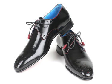 Paul Parkman Men's Medallion Toe Derby Shoes in Black