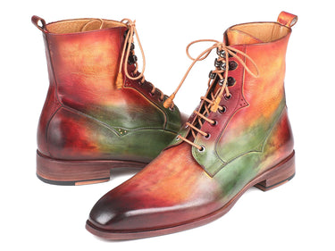 Paul Parkman Men's Leather Boots in Green, Camel & Bordeaux