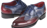 Paul Parkman Men's Wingtip Oxfords Goodyear Welted in Bordeaux, Grey & Blue