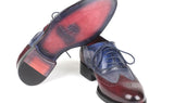 Paul Parkman Men's Wingtip Oxfords Goodyear Welted in Bordeaux, Grey & Blue
