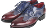Paul Parkman Men's Wingtip Oxfords Goodyear Welted in Bordeaux, Grey & Blue