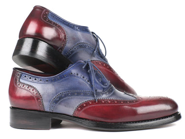 Paul Parkman Men's Wingtip Oxfords Goodyear Welted in Bordeaux, Grey & Blue