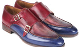 Paul Parkman Men's Double Monkstraps in Blue & Bordeaux
