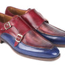 Paul Parkman Men's Double Monkstraps in Blue & Bordeaux