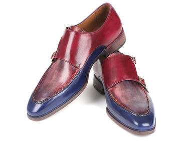 Paul Parkman Men's Double Monkstraps in Blue & Bordeaux