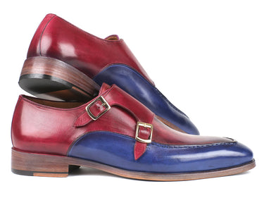 Paul Parkman Men's Double Monkstraps in Blue & Bordeaux