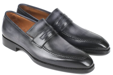 Paul Parkman Men's Goodyear Welted Loafers in Gray Burnished