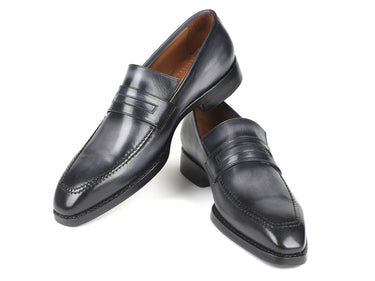 Paul Parkman Men's Goodyear Welted Loafers in Gray Burnished