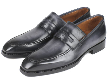 Paul Parkman Men's Goodyear Welted Loafers in Gray Burnished