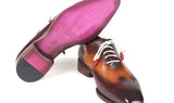 Paul Parkman Men's Wingtip Oxfords in Bordeaux & Camel