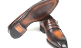 Paul Parkman Men's Goodyear Welted Loafers in Brown Burnished
