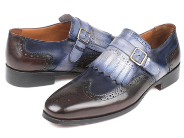 Paul Parkman Men's Kiltie Monkstraps in Blue & Brown