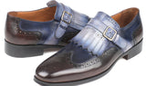 Paul Parkman Men's Kiltie Monkstraps in Blue & Brown