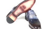 Paul Parkman Men's Kiltie Monkstraps in Blue & Brown