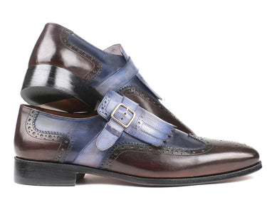 Paul Parkman Men's Kiltie Monkstraps in Blue & Brown