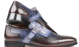 Paul Parkman Men's Kiltie Monkstraps in Blue & Brown
