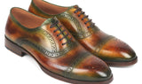 Paul Parkman Men's Cap Toe Oxfords in Green & Brown