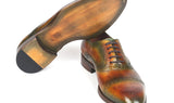 Paul Parkman Men's Cap Toe Oxfords in Green & Brown
