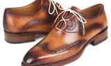 Paul Parkman Men's Ghillie Lacing Wingtip Brogues in Brown and Camel