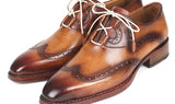 Paul Parkman Men's Ghillie Lacing Wingtip Brogues in Brown and Camel