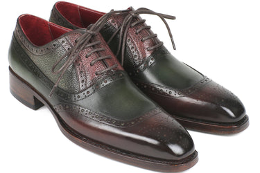 Paul Parkman Men's Goodyear Welted Oxfords in Brown & Green