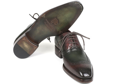 Paul Parkman Men's Goodyear Welted Oxfords in Brown & Green