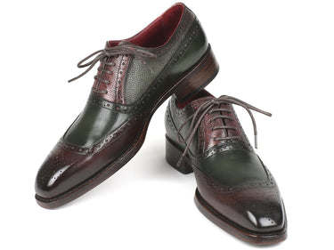 Paul Parkman Men's Goodyear Welted Oxfords in Brown & Green