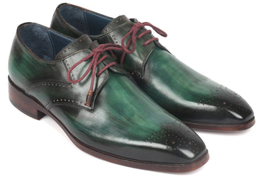 Paul Parkman Men's Medallion Toe Derby Shoes in Green