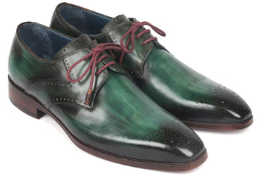 Paul Parkman Men's Medallion Toe Derby Shoes in Green