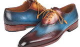 Paul Parkman Wingtip Leather Oxfords in Bordeaux, Blue & Camel
