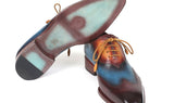 Paul Parkman Wingtip Leather Oxfords in Bordeaux, Blue & Camel