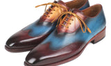 Paul Parkman Wingtip Leather Oxfords in Bordeaux, Blue & Camel
