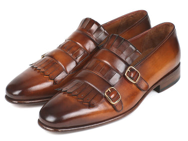 Paul Parkman Men's Kiltie Double Monkstraps in Brown