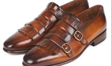 Paul Parkman Men's Kiltie Double Monkstraps in Brown