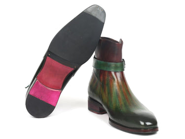 Paul Parkman Men's Jodhpur Boots in Green & Bordeaux