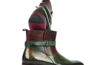 Paul Parkman Men's Jodhpur Boots in Green & Bordeaux