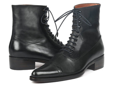mens leather dress boots Men's Goodyear Welted Leather Boots in Black by Paul Parkman Black / 8.5