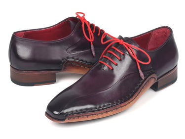 Paul Parkman Men's Leather Oxfords Side Hand-Sewn in Purple