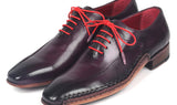 Paul Parkman Men's Leather Oxfords Side Hand-Sewn in Purple