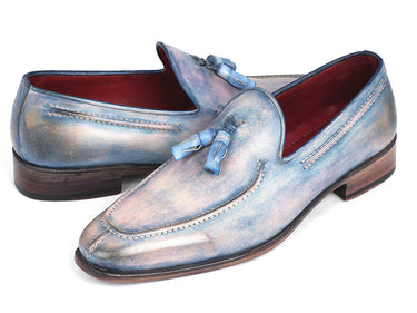 Paul Parkman Men's Hand-Painted Leather Tassel Loafers in Lila