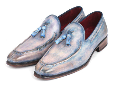 Paul Parkman Men's Hand-Painted Leather Tassel Loafers in Lila
