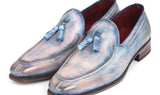 Paul Parkman Men's Hand-Painted Leather Tassel Loafers in Lila