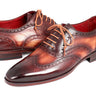 Paul Parkman Men's Hand-Painted Leather Wingtip Oxfords in Camel & Bordeaux