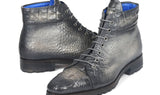 Paul Parkman Men's Croco-Embossed Leather Boots in Gray