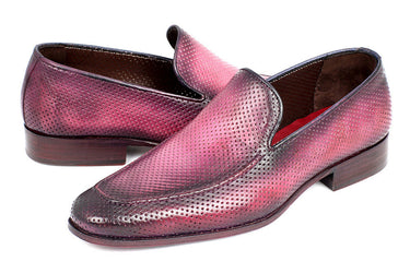 Paul Parkman Men's Perforated Leather Loafers in Purple