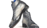 Paul Parkman Men's Croco-Embossed Leather Boots in Gray