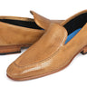 Paul Parkman Men's Perforated Leather Loafers in Beige
