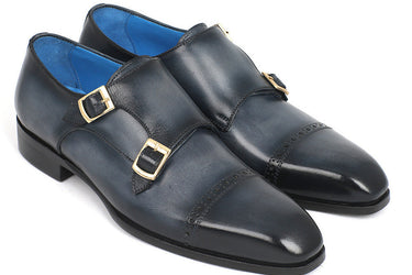 Paul Parkman Men's Double Monkstraps in Navy